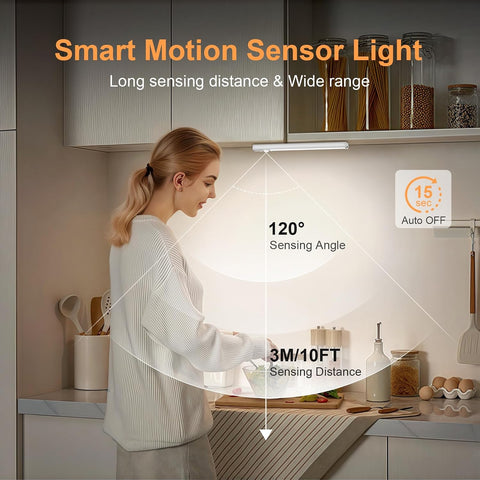 5 Pack Rechargeable Under Cabinet Lights with Motion Sensor – Wireless LED Cupboard Lighting with 3 Brightness Levels & Magnetic Mount - Light Up the Dark Corners You Use Every Day