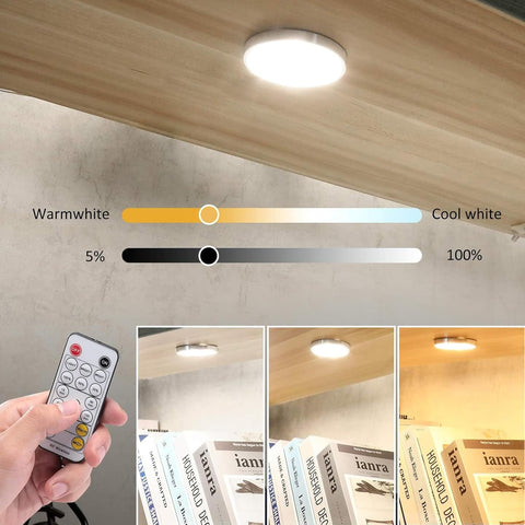 LED Under Cabinet Kitchen Lights Kit with Remote, Dimmable 2700K–6000K
