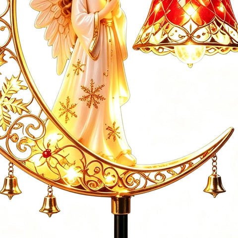 Christmas Solar Lights Outdoor - Resin Crescent Garden Stake, Waterproof