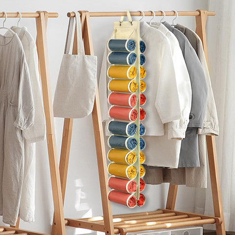 Lirex 24-Pocket Hanging Leggings Organiser – Black Oxford Cloth Closet Storage for Jeans, Shirts and Accessories