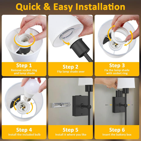 Rechargeable Battery Wall Sconces with Remote 2 Pack