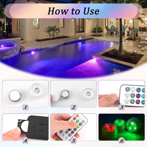 3 Pack Mini Submersible LED Lights – Waterproof RGB Underwater Lights with Remote Control, Adjustable Brightness & Timer for Pools, Aquariums, Fountains, Vases & Events
