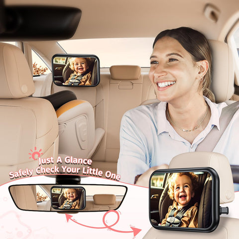 Mirrorsafe Baby Car Mirror Black – 360° Rotation Rear Seat View