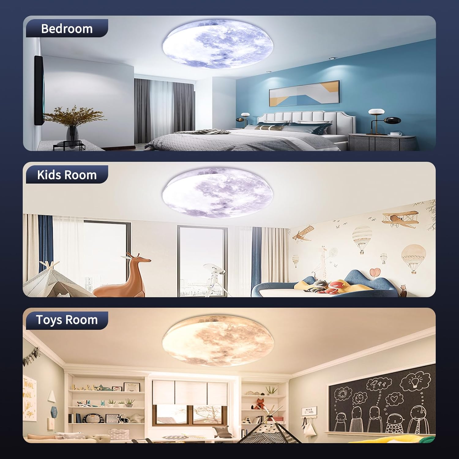 Ceiling Lights 36W, Moon LED Ceiling Light, Bedroom Lights