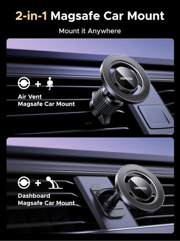 UGREEN 360° Magnetic Car Mount with Air Vent & Dashboard Base