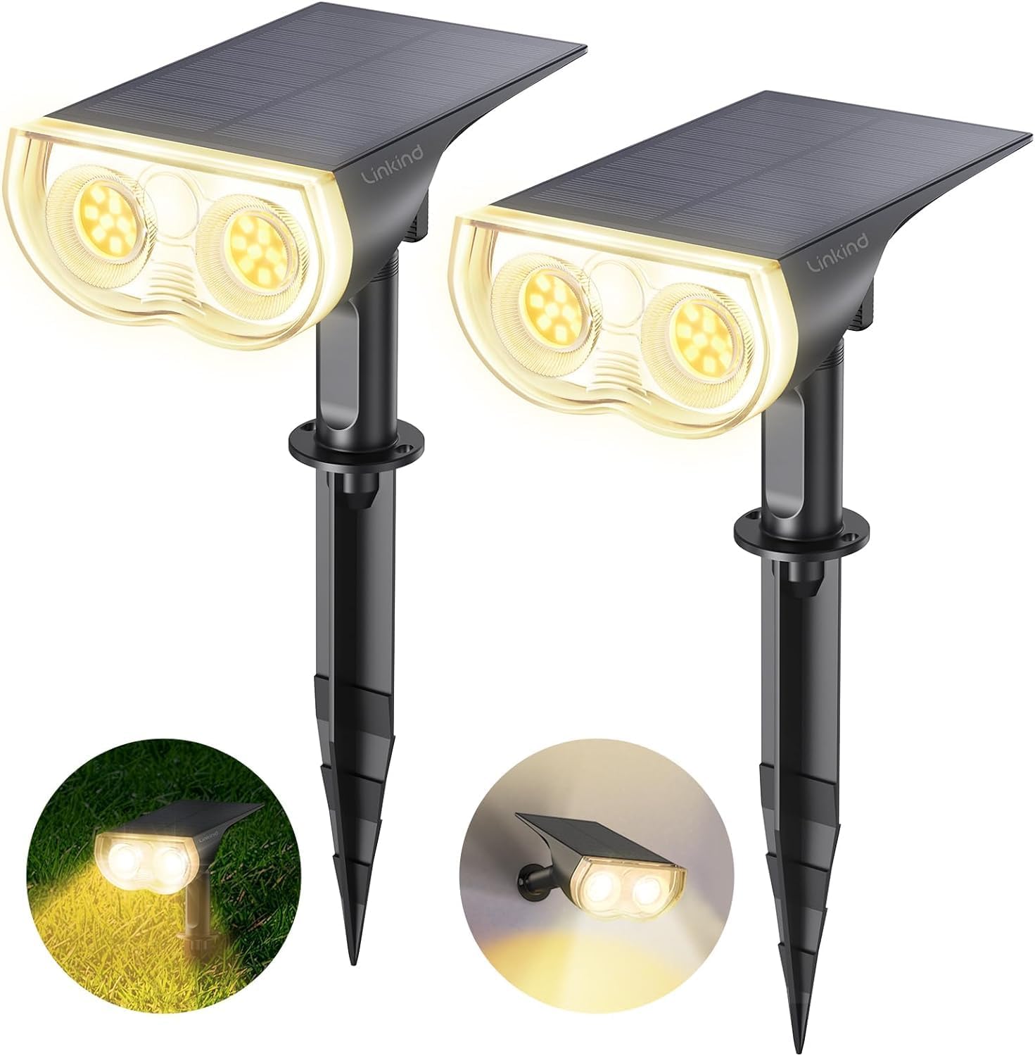 Linkind Solar Security Lights Outdoor with Motion Sensor, 3 Pack