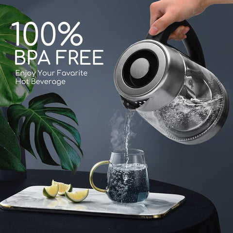 Aigostar Electric Glass Kettle 1.7L Variable Temp, Tea Infuser, Keep-Warm