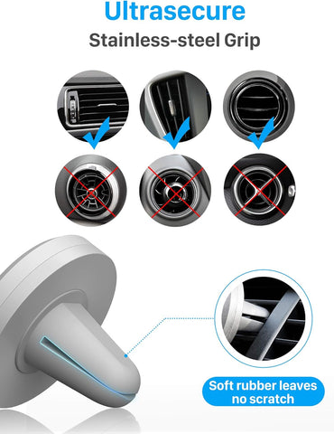 YOSH Magnetic Car Phone Holder Air Vent Mount – Upgraded Strong N50 Magnets, Anti-Slip Silicone, One-Handed Operation