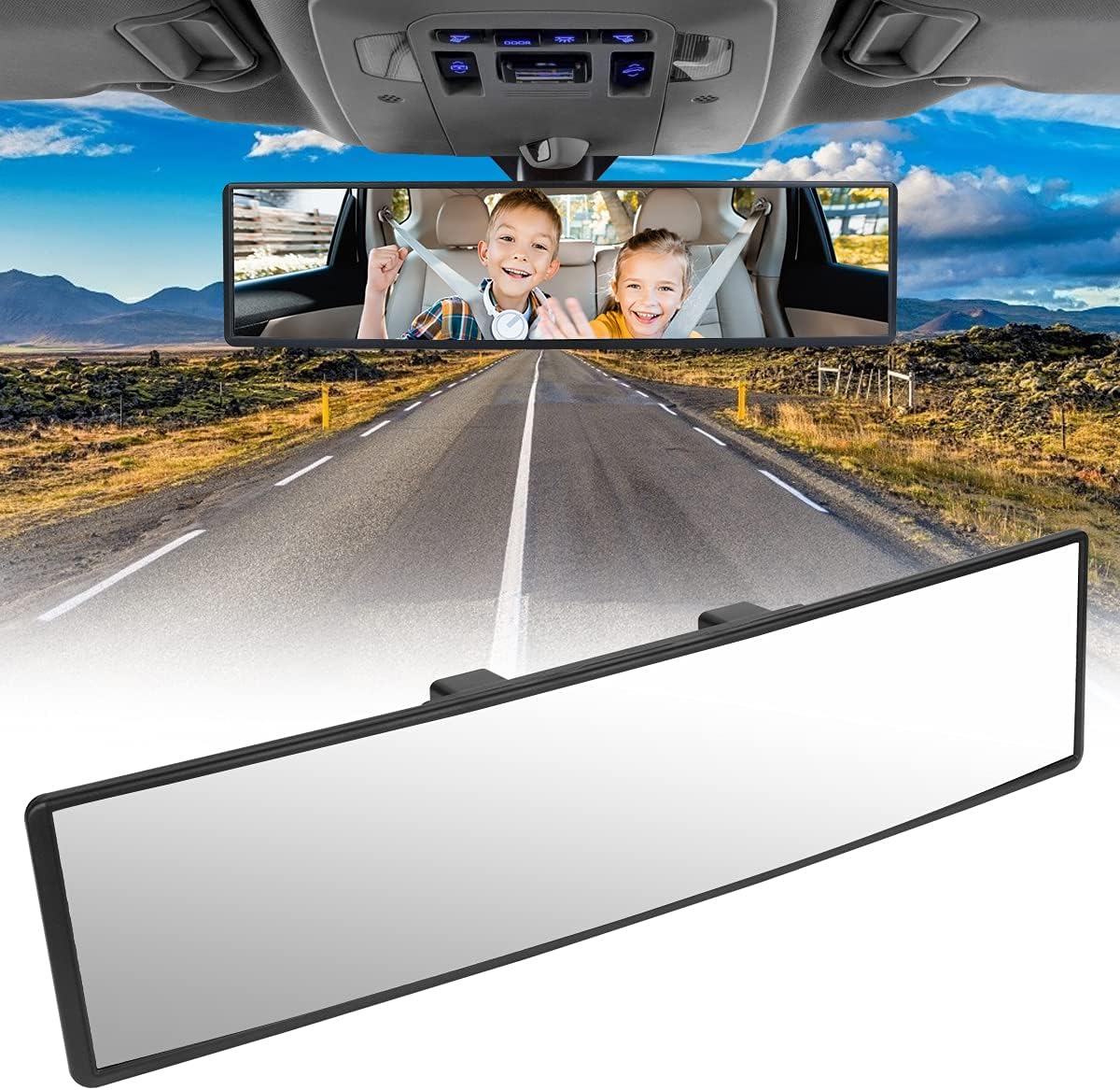 URAQT Universal Anti Glare Rear View Mirror 310x85mm