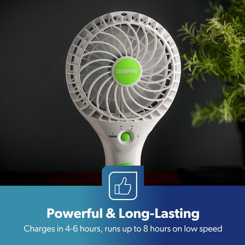 Rechargeable Mini Handheld Fan USB Portable 3 Speed 8Hr Runtime