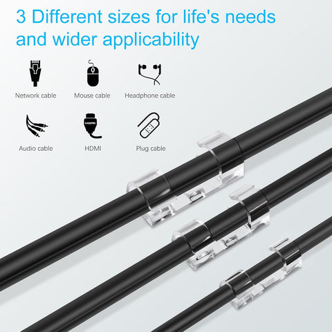Aroidful 68PCS Cable Clips,Cable Tidy Clips,Strong Self Adhesive,Medium Sized × 40, Large Size × 20, Extra Large × 8 Wire Clamp,Cable Clips Outdoor for Home and Office