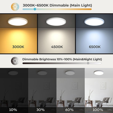 Lighting fixture with color temperature and brightness settings displayed.