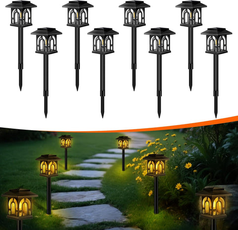 Solar Lights Outdoor Garden, 8 Pack Upgraded LED Solar Garden Lights Warm White, Waterproof Solar Powered Pathway Light Auto On/Off, Decorative for Landscape Lawn, Patio, Landscape, Walkway, Path