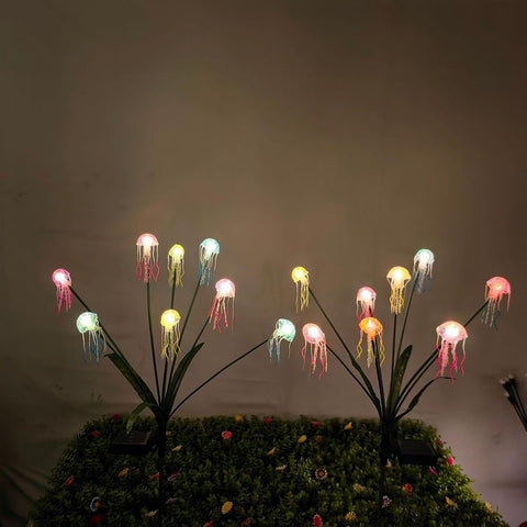Garden Solar Lights, Jellyfish Design Waterproof Pathway Lighting Outdoor Solar Powered Yard Lights For Patio Fence Deck Porch Backyard Lawn Garden Decoration, Festive Ambient Landscape Lighting