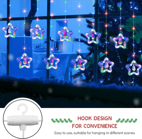 LED Stars Curtain Lights 3.5M×3.5M – Multi-Colored 3D Fairy String Lights with USB & Battery Power