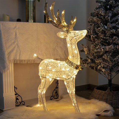 Eambrite 1.2m Light Up Christmas Reindeer Decoration – Warm White LED – Mains Powered