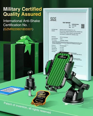 VANMASS 2025 Best Car Phone Holder Green – Rotatable Suction & Clip