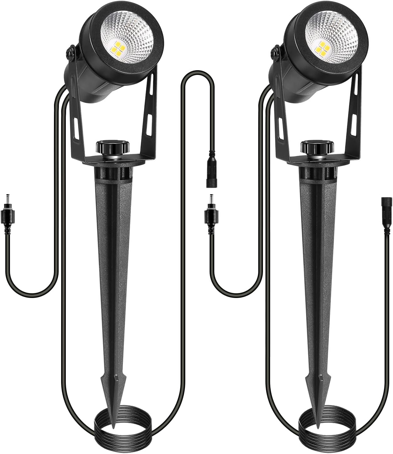 8-1 Garden Spike Lights, 12V Low Voltage LED Garden Spot Lights, 27M Outdoor Spotlights Mains Powered, IP65 Waterproof Plug-in Landscape Lights for Lawn, Pathway, Yard, Patio (Warm White)