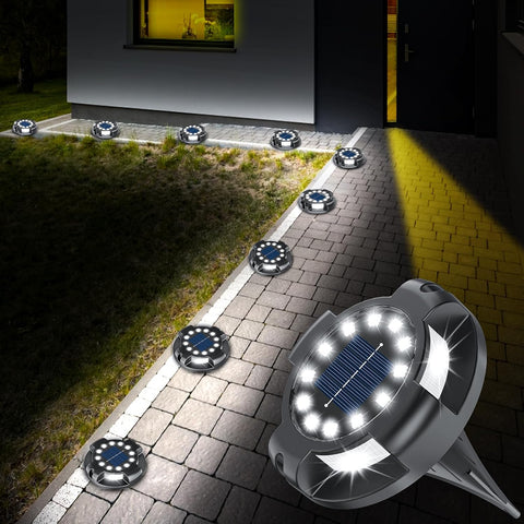 Solar Pathway Lights 12 Pack, 4.3 inch 16 LEDs Solar Ground Lights