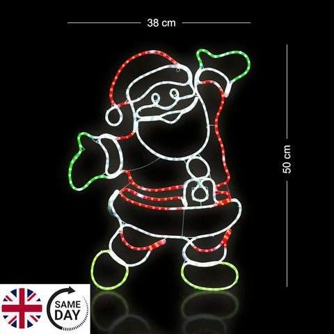 50CM Father Christmas LED Tube Light – Multi Coloured Outdoor Santa Silhouette
