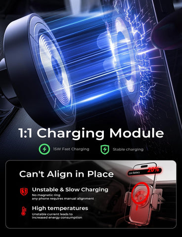 LISEN 15W Magsafe Car Charger Magnetic Phone Holder for iPhone – Black