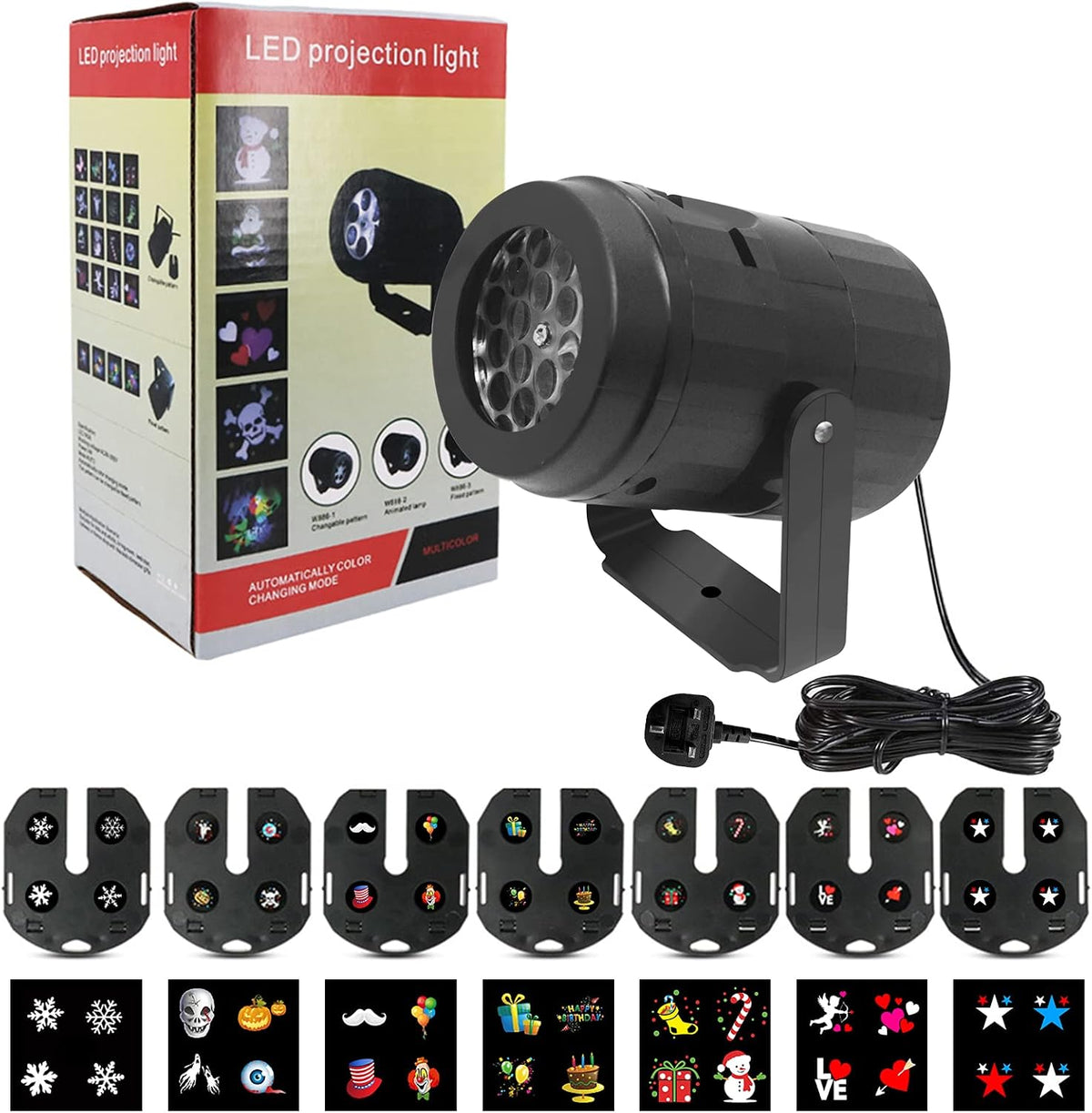 Jsdoin Christmas Projector Lights – LED Snowflake Projector with 8 Patterns, Remote Control & Adjustable Projection for Christmas, Halloween, Weddings & Parties