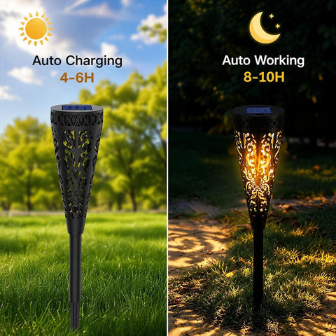 Wekity Solar Pathway Lights Outdoor, 6 Pack LED Lamp with Warm Light, Waterproof Solar Garden Lights Landscape Lighting, Lawn Lamp for Yard Patio Walkway Decoration (Cone)