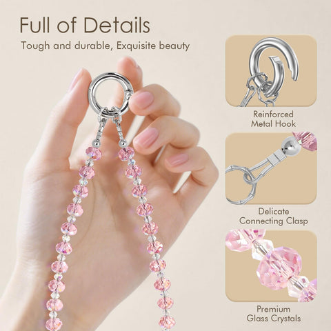 Phone Charm Bling Pink Crystal Strap