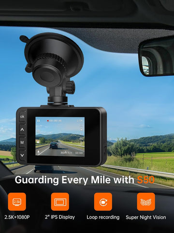 Mini Front and Rear Dash Cam 2.5K with Night Vision