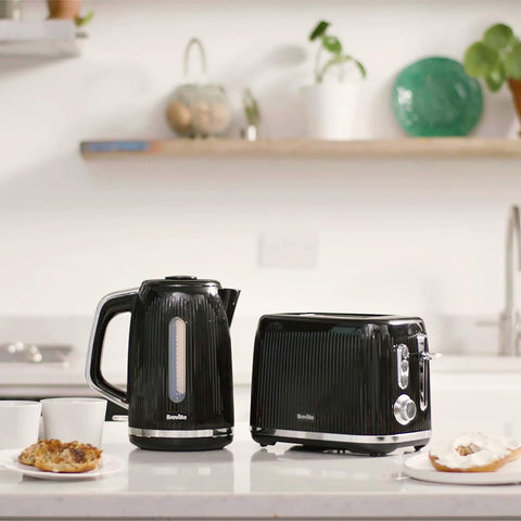 Bold 2 Slice Toaster - Black & Silver Chrome | Wide Slots, High-Lift, Variable Browning, Defrost & Reheat Functions [VTR001]