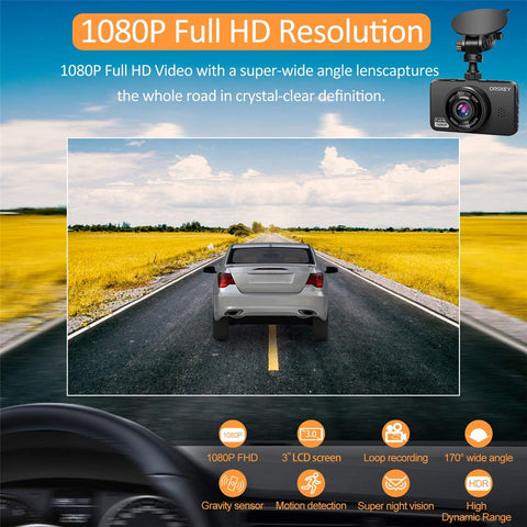 ORSKEY Dual Dash Cam Front and Rear 1080P Full HD Car Camera with Sony Sensor, 170° Wide Angle, Loop Recording, G-Sensor, Parking Monitor & 32GB SD Card Included