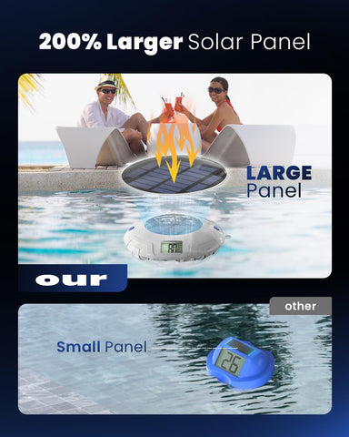 Solar Digital Pool Light & Floating Pool Thermometer with Dual LCD Display, 8 Colour Modes, 0.1°C Precision & IPX7 Waterproof Design