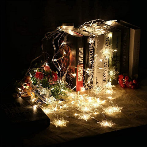 LED Curtain String Lights 3.5M – 96 Warm White Snowflake Fairy Lights