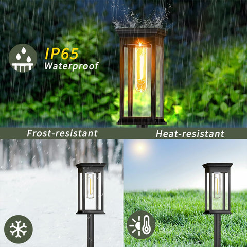 Solar Lights Outdoor Garden, 6 Pack Garden Lights Solar Powered Waterproof, Auto On/Off Warm White Pathway Light Ideal for Lawn, Yard, Path, Patio ＆ Landscape