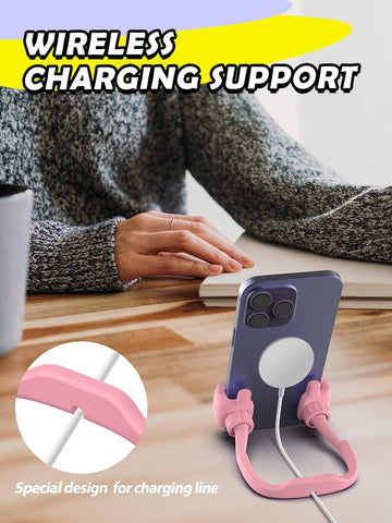 Thumbs Up Pink Phone Stand – 360° Rotating Adjustable Desk Holder Pink