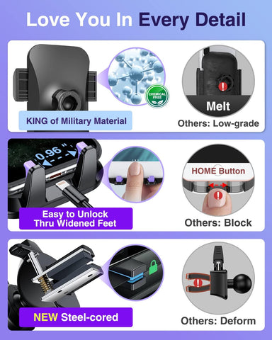 VANMASS Car Phone Holder 2025 – Black, 85+ LBS Strong Suction, Rotatable Mount