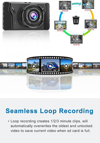 CHORTAU 1080P FHD Dash Cam for Cars with 170° Wide Angle – 3.2" Screen