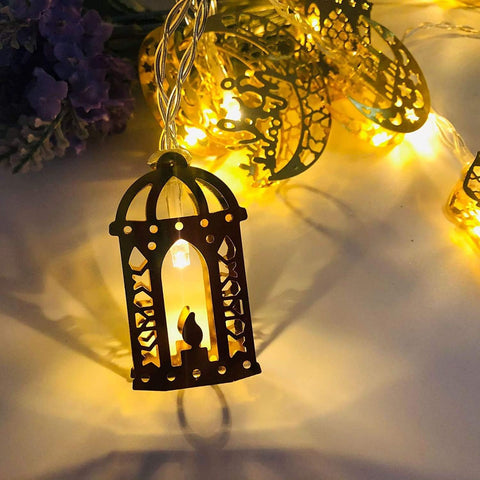Ramadan Eid Mubarak String Lights – Battery Powered Moon Star Lantern LED Decorative Lights for Indoor & Outdoor Use