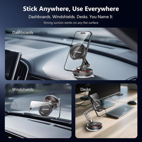 SYNCWIRE 3-Axis MagSafe Car Mount Matte Black | 360° Magnetic Phone Holder