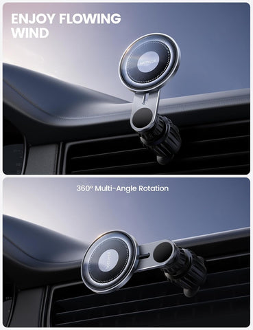 Lamicall MagSafe Car Mount Glass Panel – Metal Magnetic Phone Holder Black