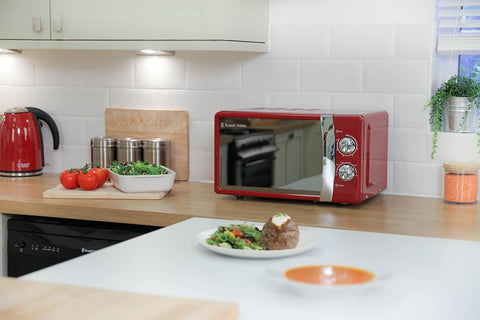 17L 700W Red Manual Microwave with 5 Power Levels & Defrost