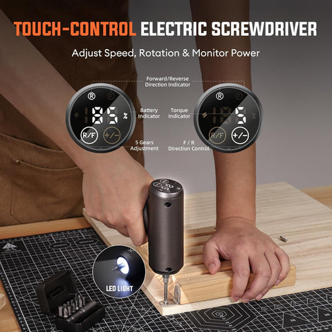 4V Cordless Electric Screwdriver Set with Digital Display, 5 Torque Settings, 2500mAh Rechargeable Battery, LED Light, 15 S2 Bits – Portable DIY Power Tool UK
