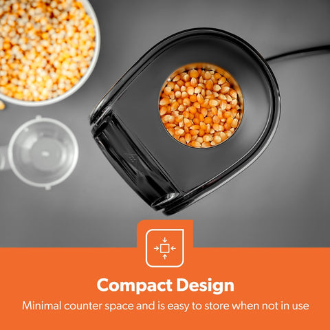 Geepas 1200W Electric Popcorn Maker – Oil-Free Hot Air Popper, White & Black