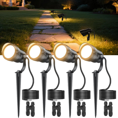 HIBOITEC 12W 1300LM Garden Spotlights with Wire Connector, Warm Spot Light