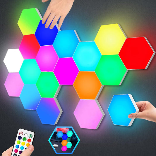 Lights with Remote Control, Smart LED Wall Light Panels Touch-Sensitive RGB Gaming Night Lights Mood Lighting DIY Geometry Splicing Module for Gaming Room Bedroom Party Streaming