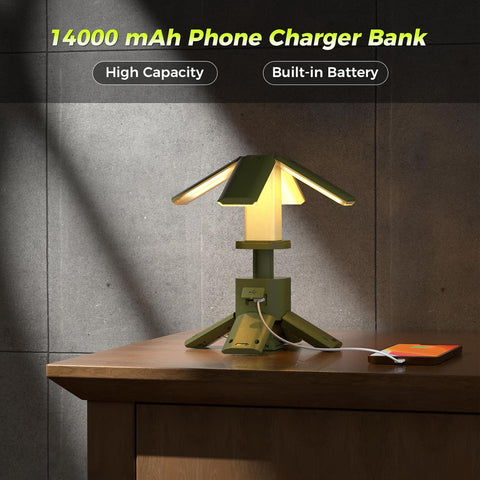Telescopic Camping Light – Rechargeable 14000mAh LED Lantern, 6000LM, Dimmable, Magnetic, Power Bank, IPX5 Waterproof for Outdoor Use