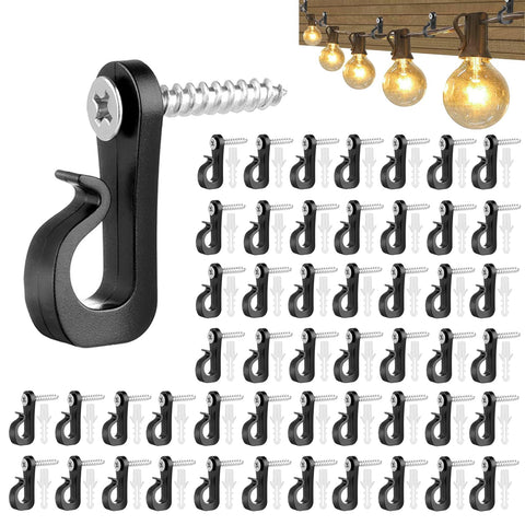 20 Pack Screw-in Hooks for Outdoor String Lights – Q-Hanger Safety Buckle Hooks for Garden Lights, Plants & Garage Hanging – A Secure Little Fix for the Things You Want to Keep in Place
