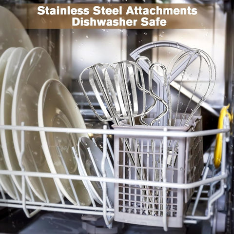 Hand Electric Mixer 180W – 5-Speed Handheld Beater with Turbo, Eject Button & 5 Stainless Steel Attachments for Baking, Cake & Dough