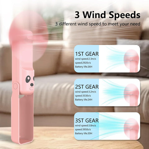 Portable 4-in-1 USB-C Rechargeable Mini Handheld Fan – Pink
