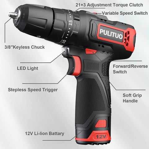 12V Cordless Hammer Drill Driver Kit